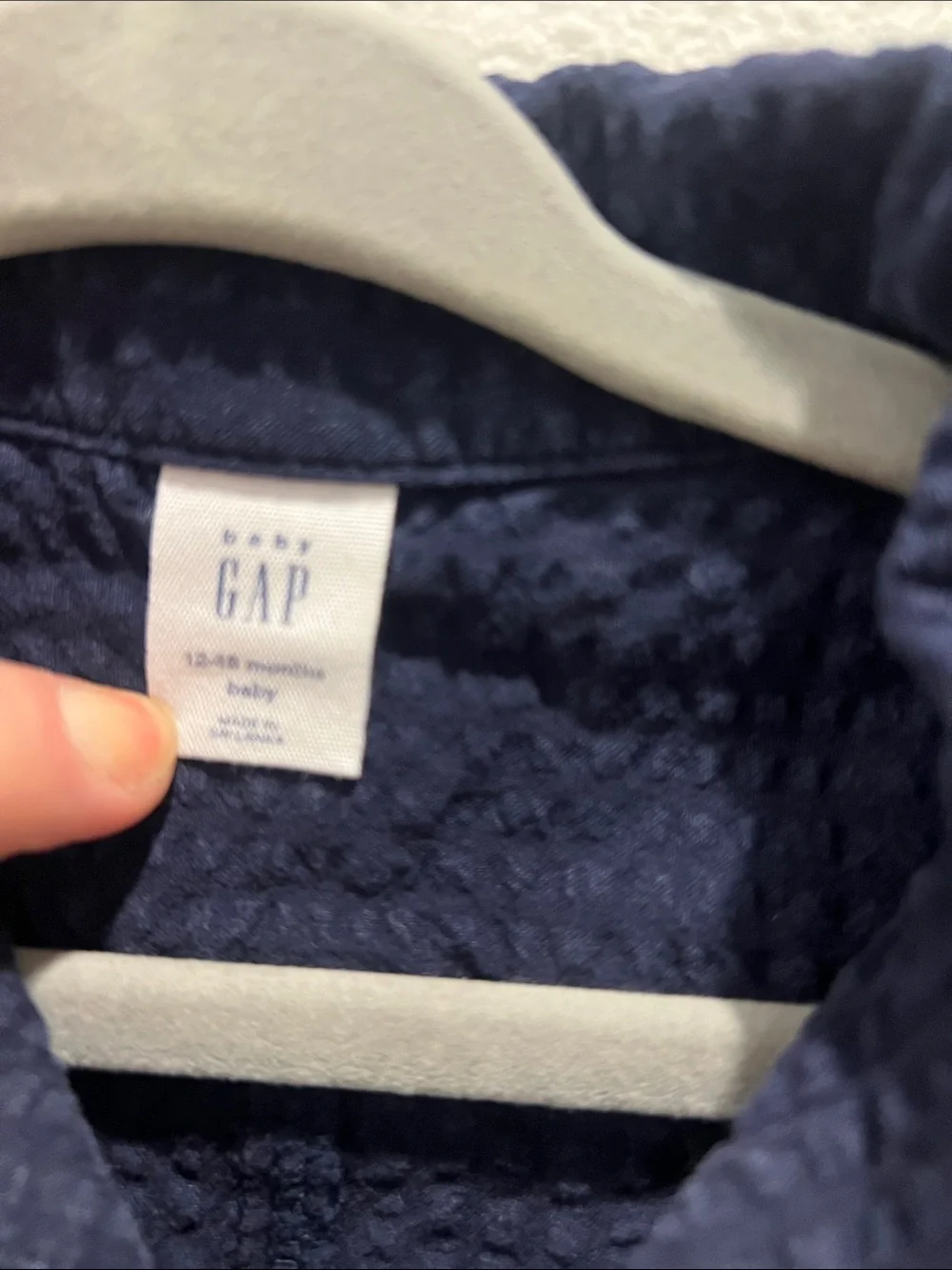 GAP Navy Blue Short-Sleeve Button Romper and Hat